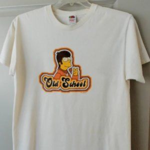 Vintage The Simpson's Young Homer "Old School" T-Shirt in Cream